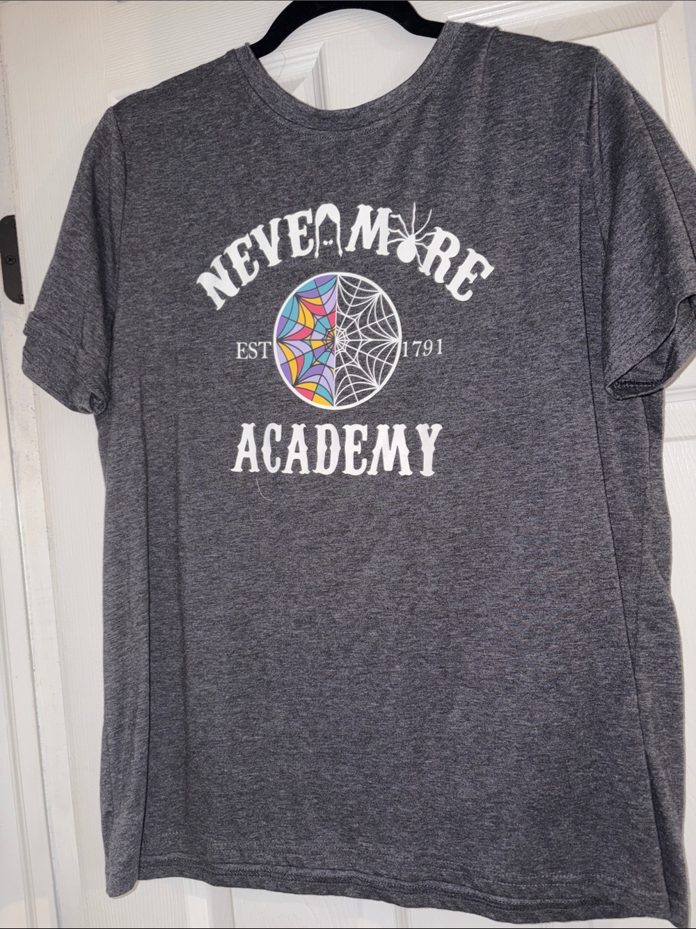 Nevermore Academy Dark Gray Graphic Short Sleeve Tee